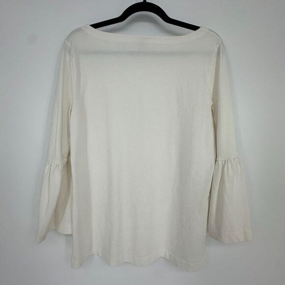 J Crew Womens Top Size M Cream Bell Sleeves Quiet Luxury Classic Office Capsule - Picture 8 of 8